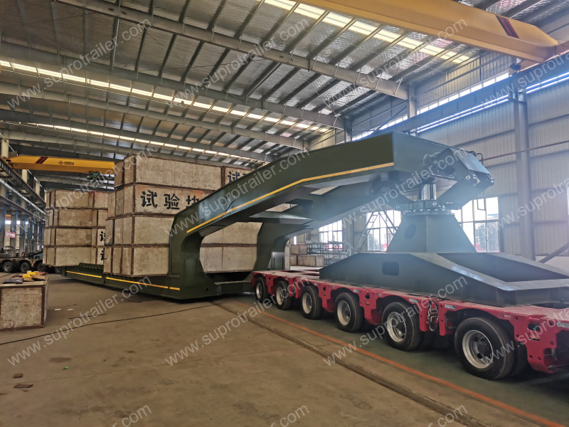 girder bridge with hydraulic modular trailer for tank cargo transport