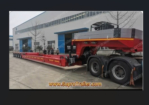 Puente del barco y remolque modular hidráulico. Transporte de torre de molino de viento