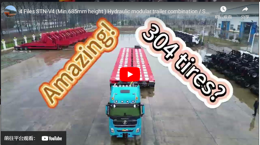 Combinaison de la remorque modulaire hydraulique STN-V4 composée de 4 sections (hauteur minimale : 685 mm) / SuproTrailer.com