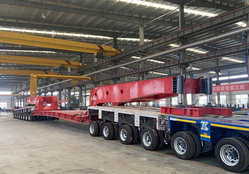 Plateforme surbaissée de 350 tonnes avec poutres de répartition de charge