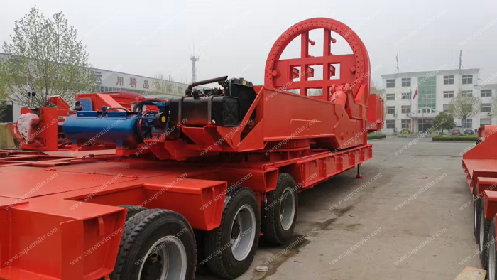 Rotating rotary wind blade trailer 