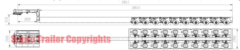 Extendable hydraulic modular trailer