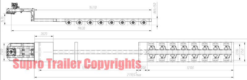 stretachable hydraulic modular trailer