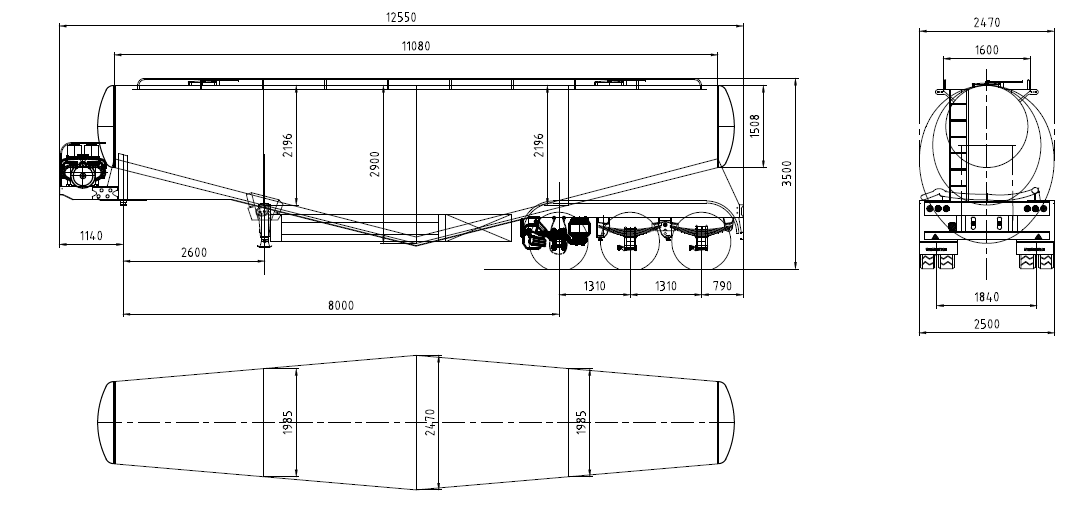 bulk cement tank semi trailer