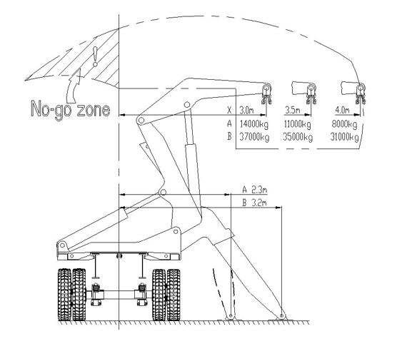 technology drawing of sidelifter container trailer