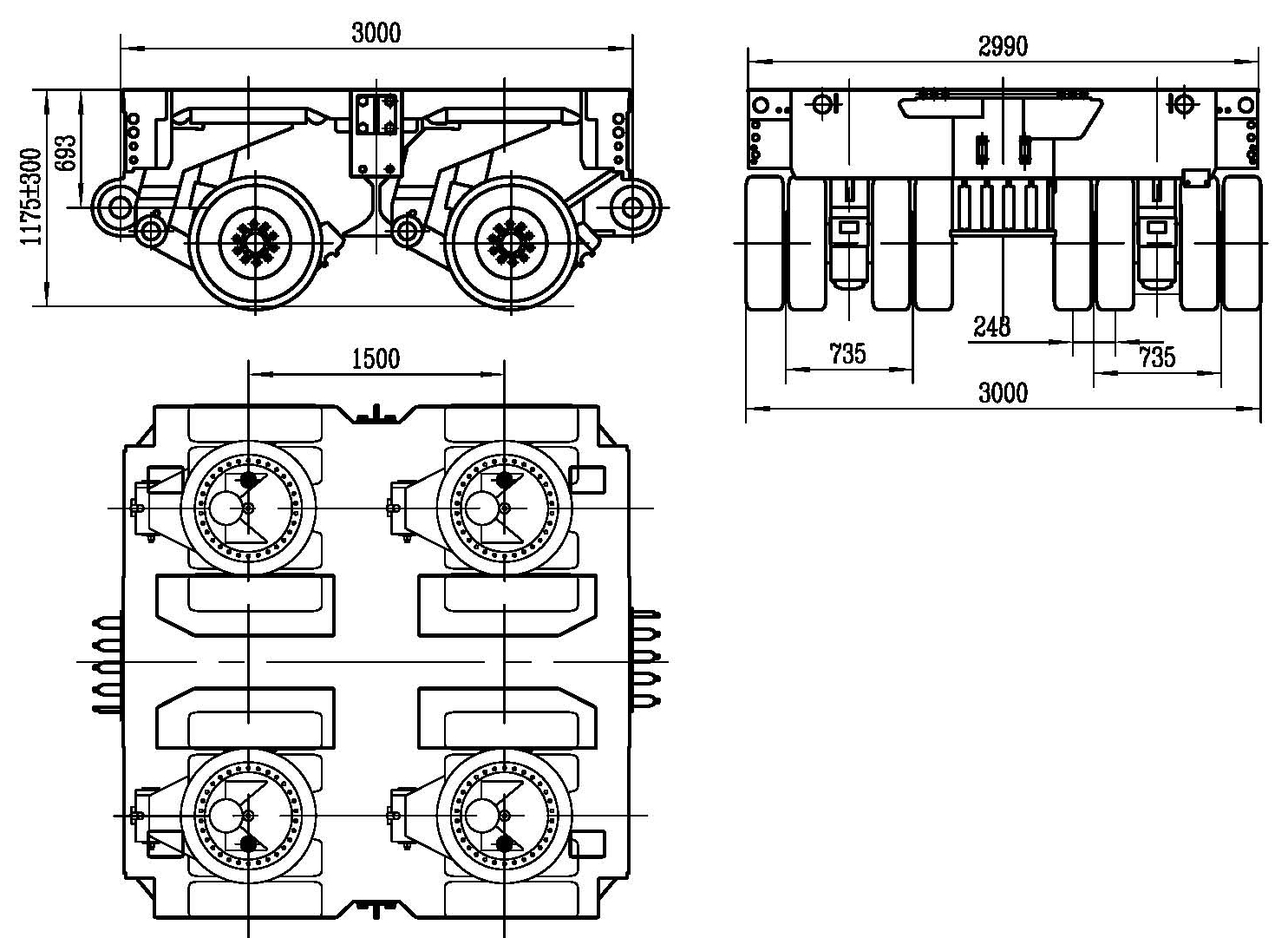 2 axles Goldhofer drawing