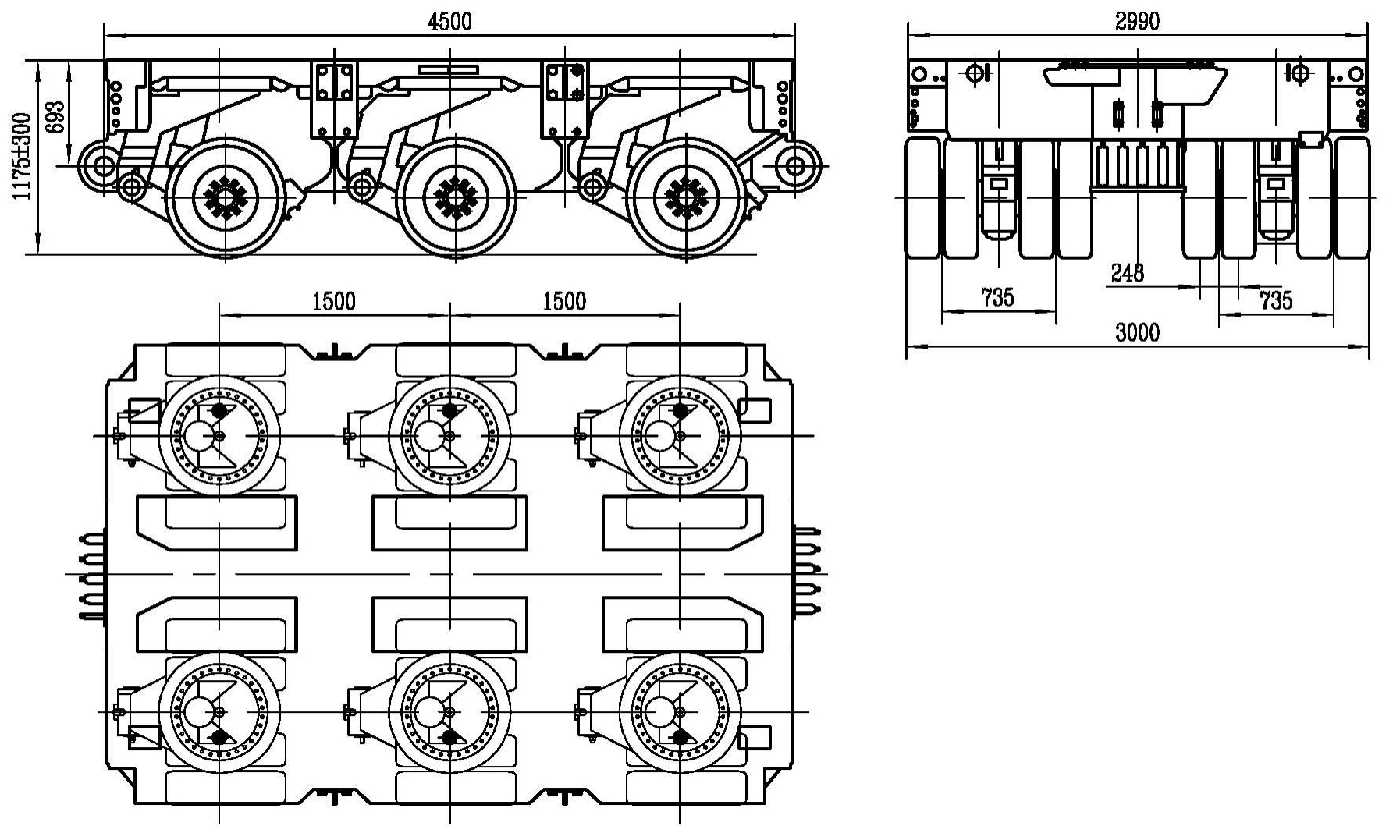 3 axles Goldhofer THP/SL drawing