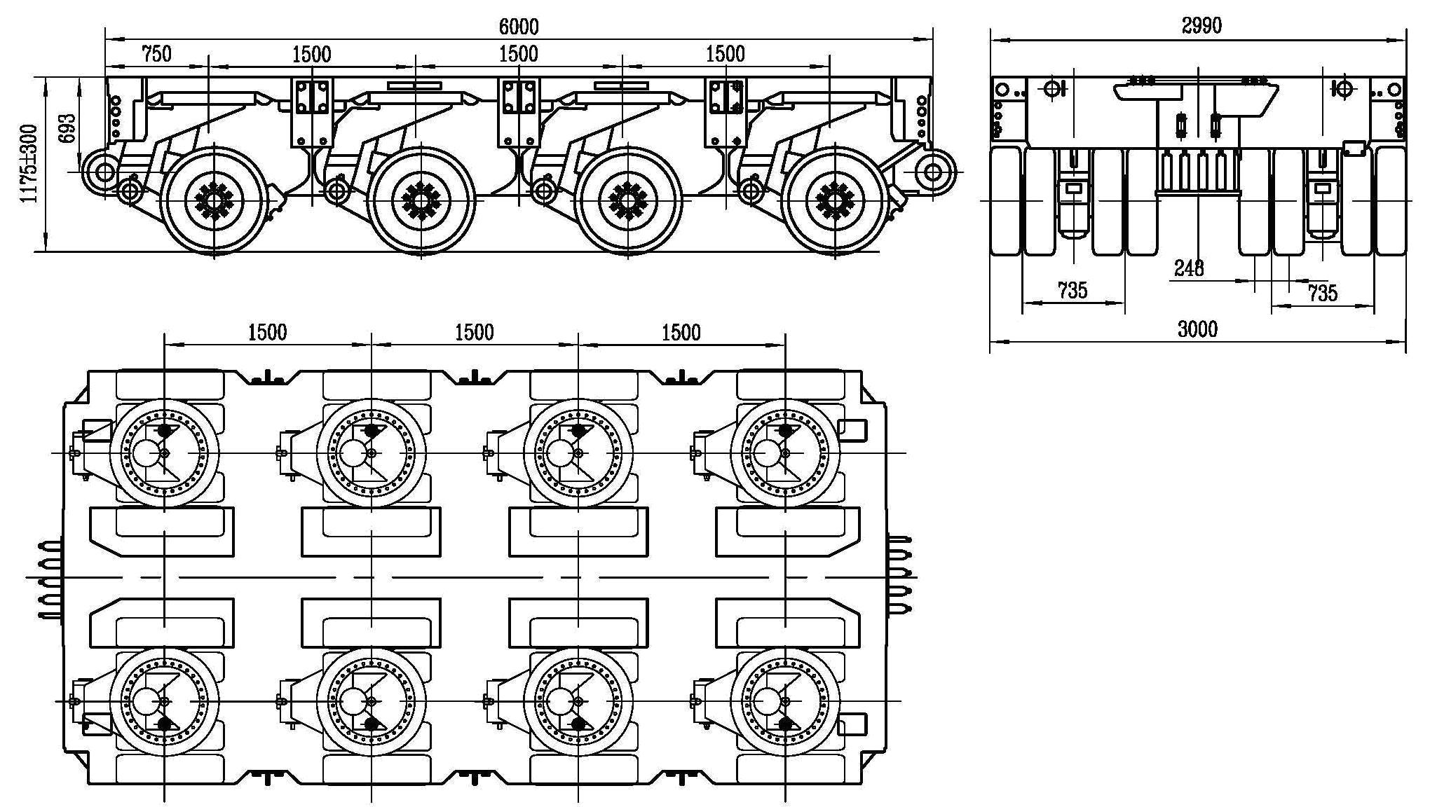 4 axles goldhofer drawing