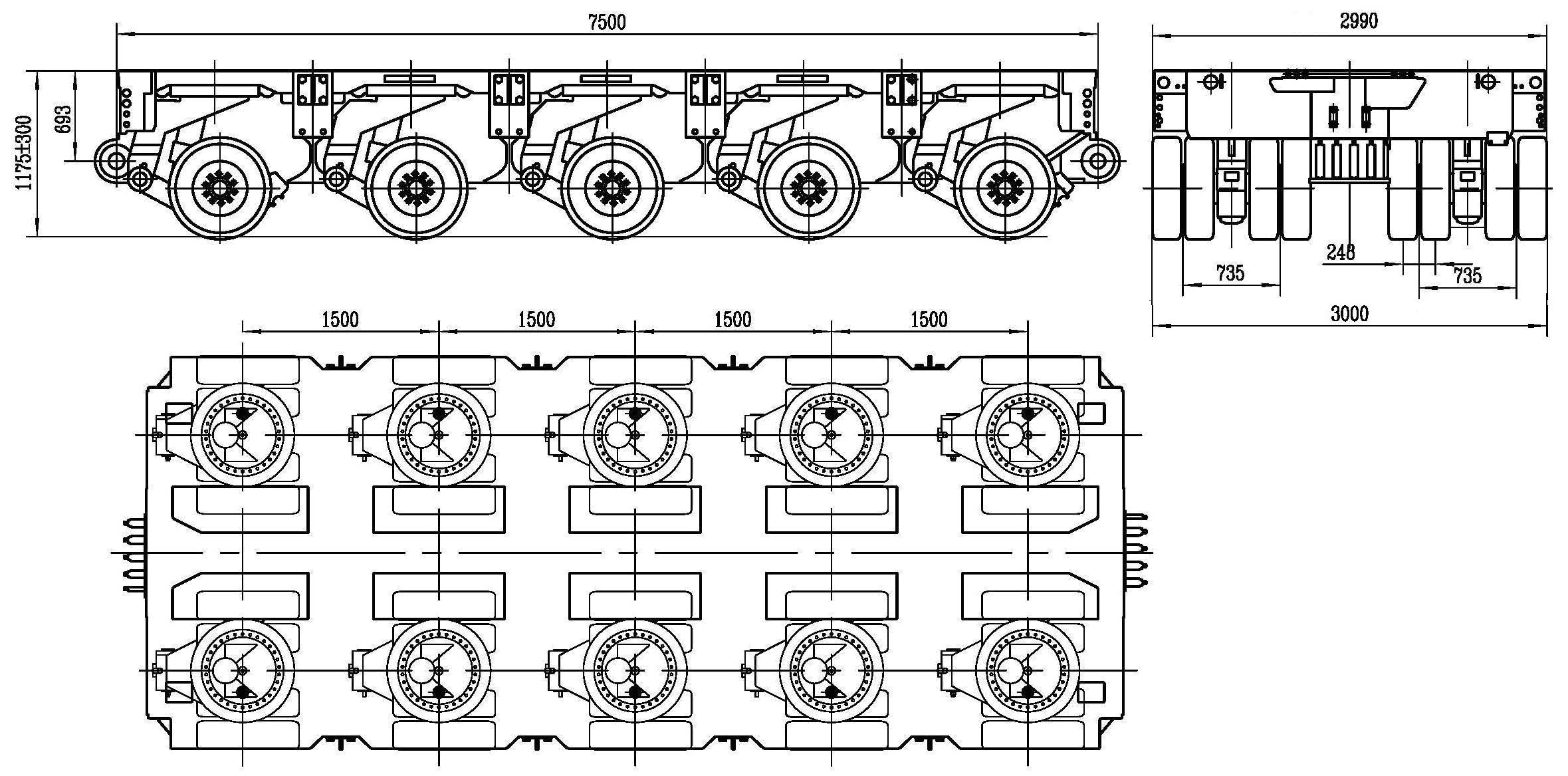 5 axles Goldhofer drawing