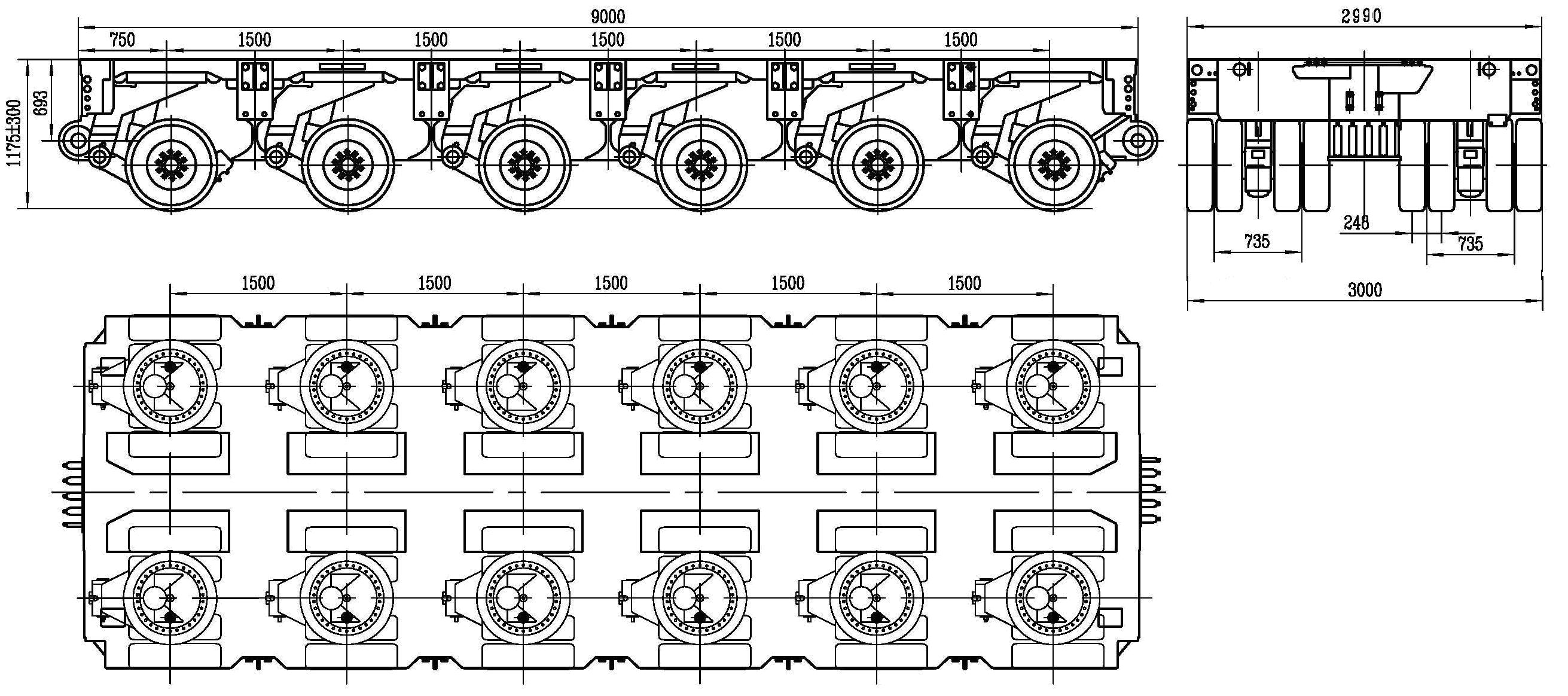 6 axles Goldhofer drawing