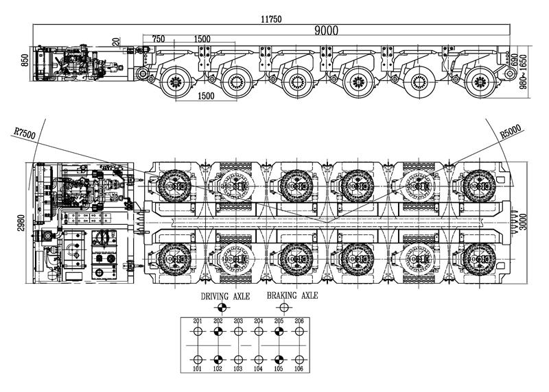 6 lines Self propelled modular trailer