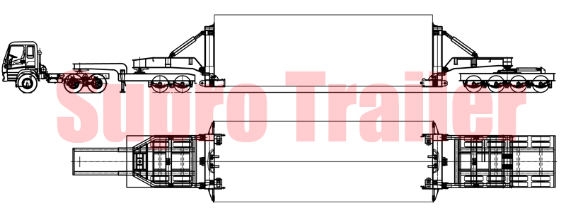 drawing of flatbed semi trailer adapter for windmill tower