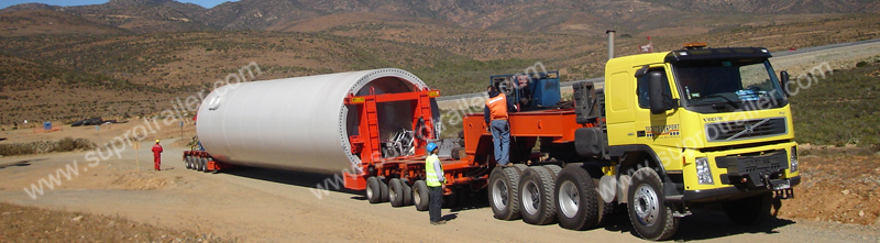 windmill tower holder with hydraulic modular trailer