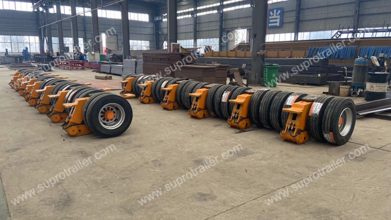 Tyres with hydraulic modular trailer suspension