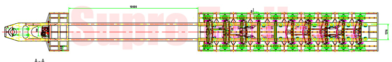 technology drawing of multi axles low bed trailer