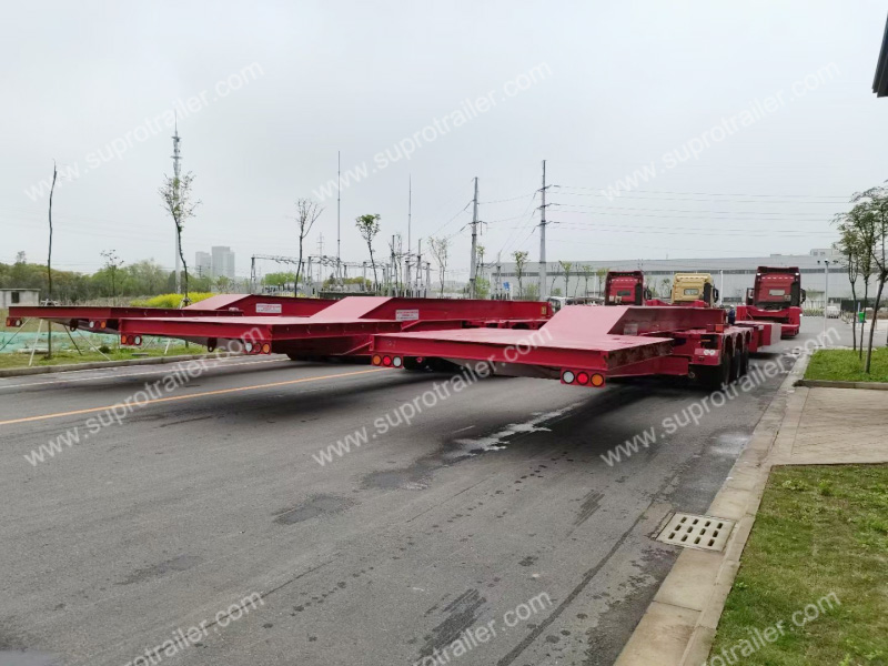 extendable beam with hydraulic modular trailer