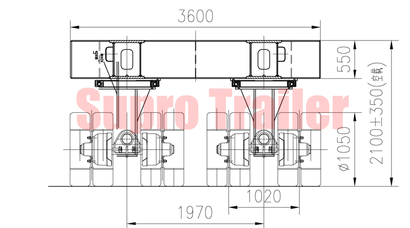 drawing of the supro hydraulic modular trailer