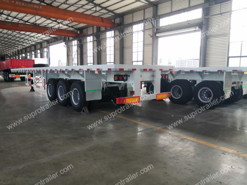 3 axles flatbed container trailer