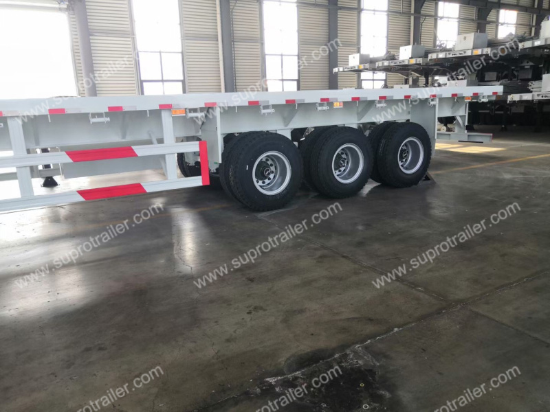 3 axles flatbed container trailer