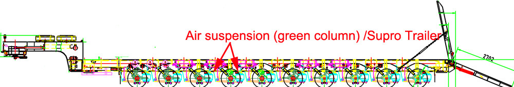 air suspension multi axles low bed trailer
