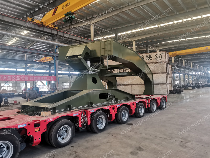 girder bridge with hydraulic modular trailer for tank cargo transport