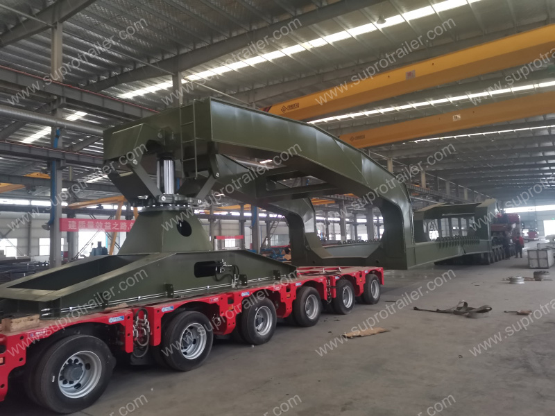 girder bridge with hydraulic modular trailer for tank cargo transport