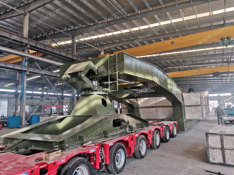 girder bridge with hydraulic modular trailer for tank cargo transport