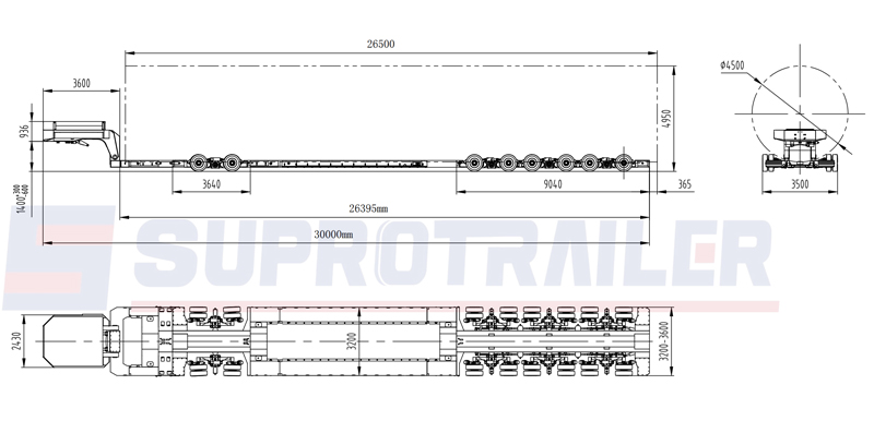 Hydraulic suspension multi axles trailer for windmill tower transport