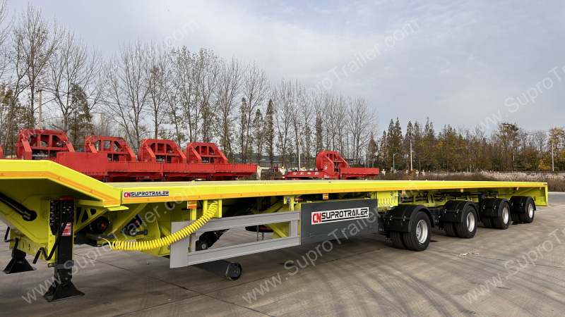 Extendable Blade Transport Trailer has Gooseneck