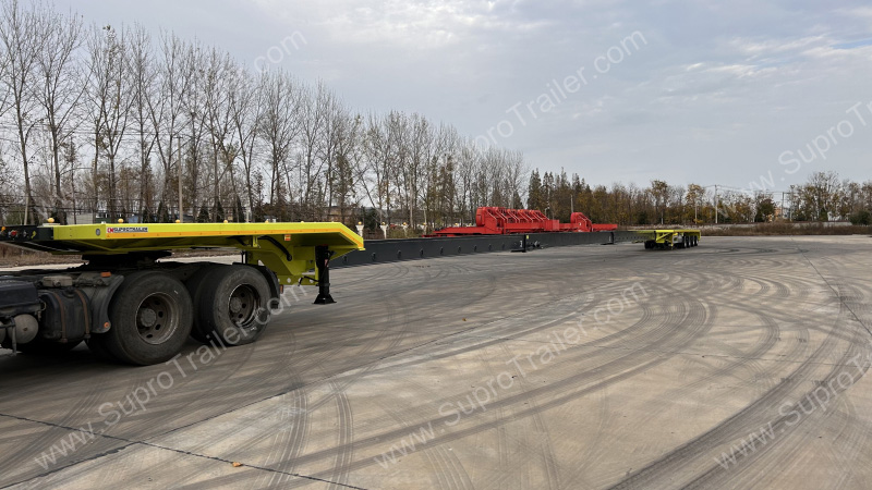 Extendable Blade Transport Trailer has Gooseneck