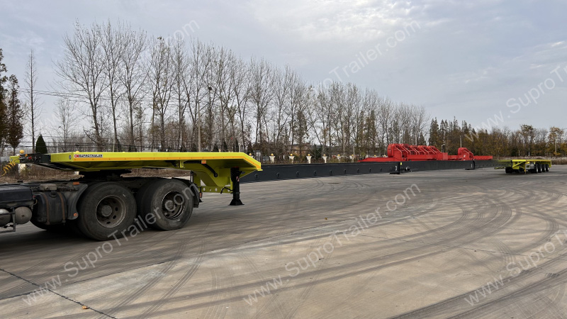 Extendable Blade Transport Trailer has Gooseneck